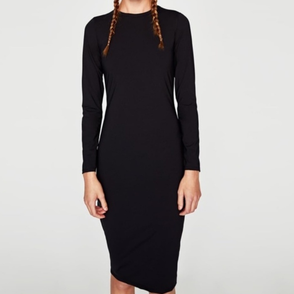 Zara POLYAMIDE DRESS WITH LONG SLEEVES